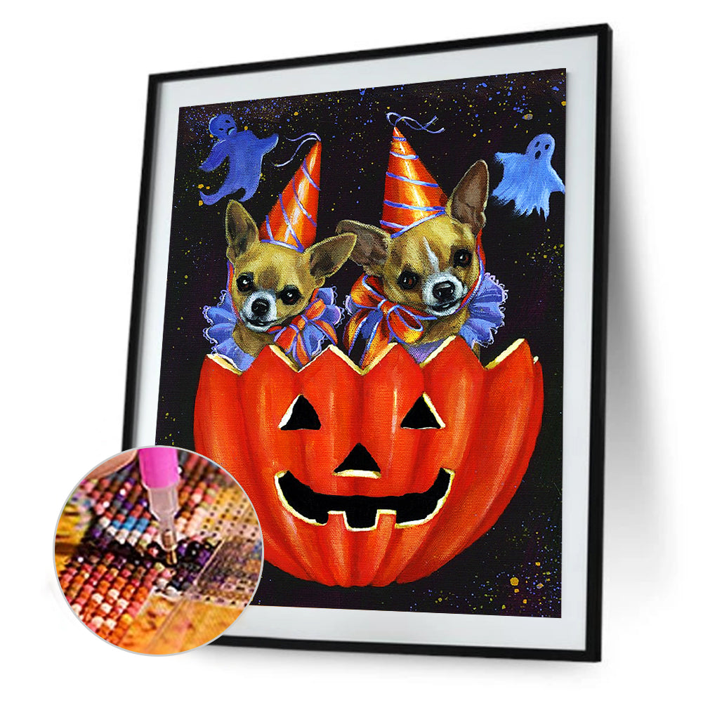 Halloween Dog - Full Round Drill Diamond Painting 30*40CM