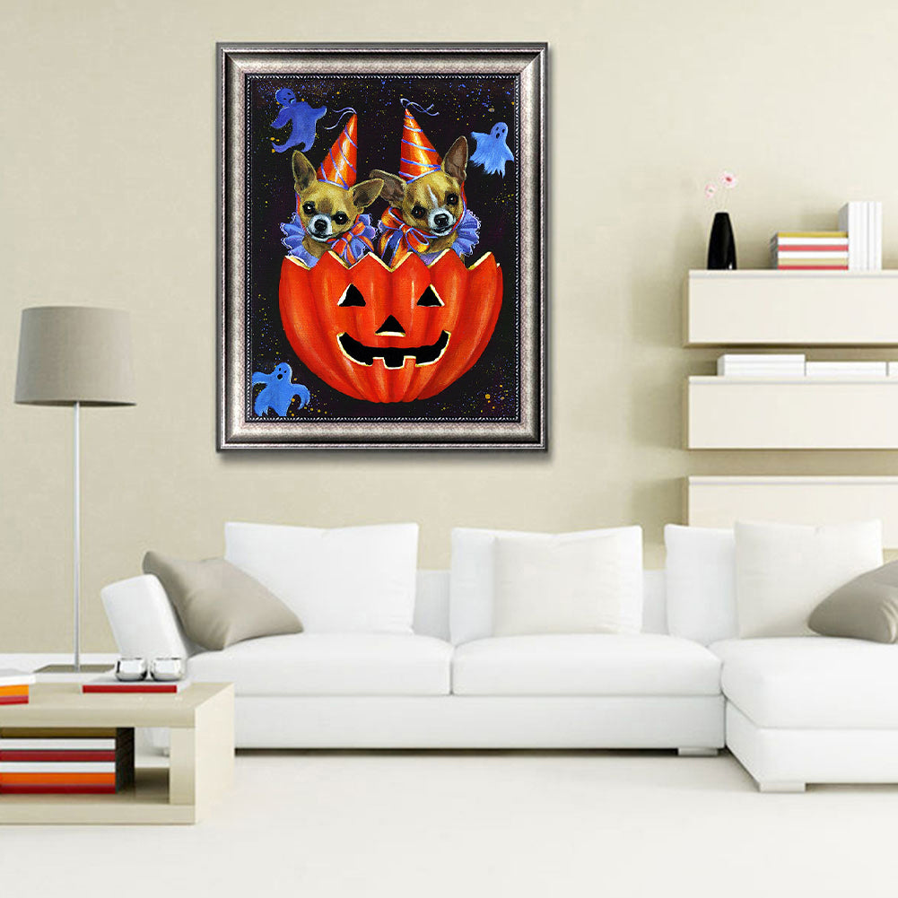 Halloween Dog - Full Round Drill Diamond Painting 30*40CM