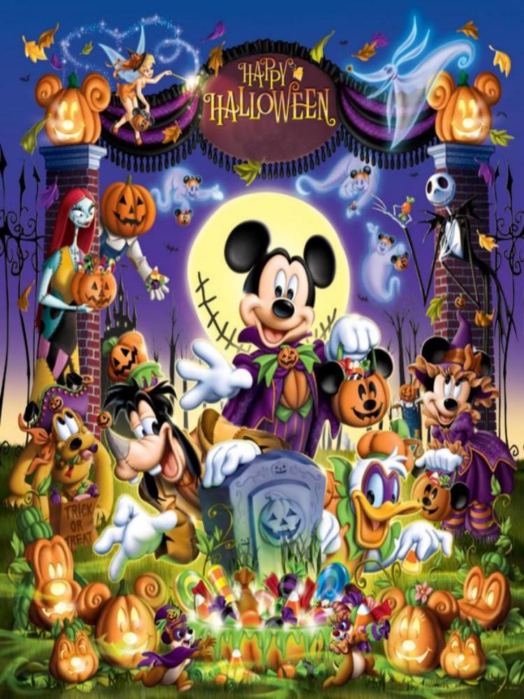 Mickey Spends Halloween With You - Full Round Drill Diamond Painting 50*60CM