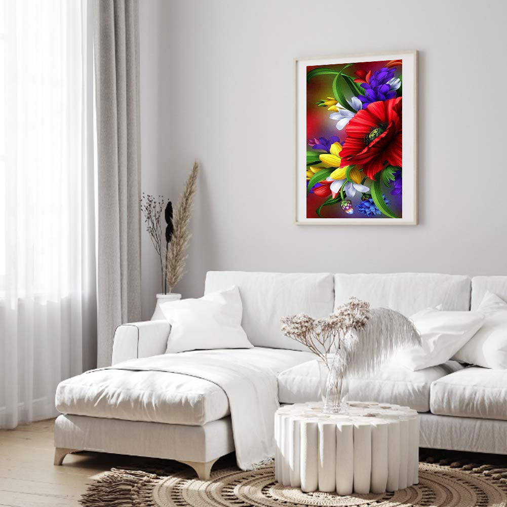 Poppy Blossoms - Full Round Drill Diamond Painting 40*70CM