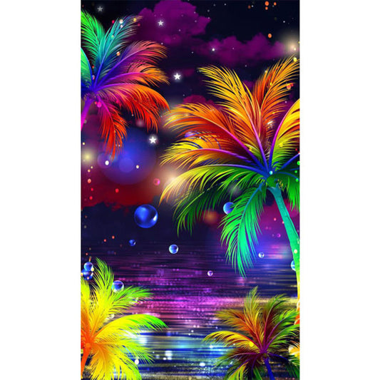 Colorful Coconut Tree - Full Square Drill Diamond Painting 40*70CM