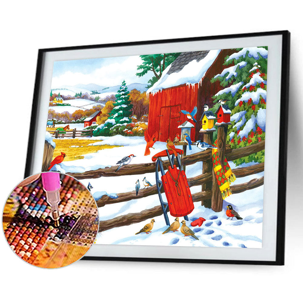 Christmas Snow Bird - Full Round Drill Diamond Painting 40*30CM