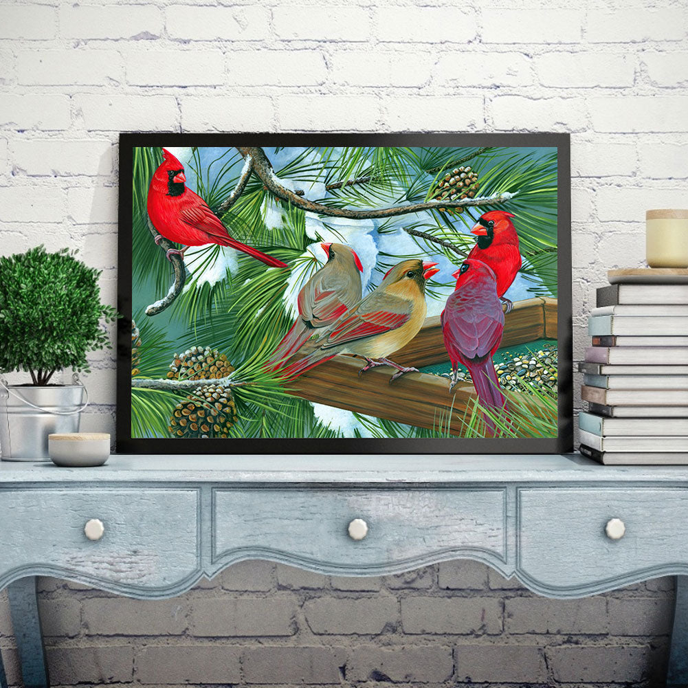 Christmas Cardinal - Full Round Drill Diamond Painting 40*30CM