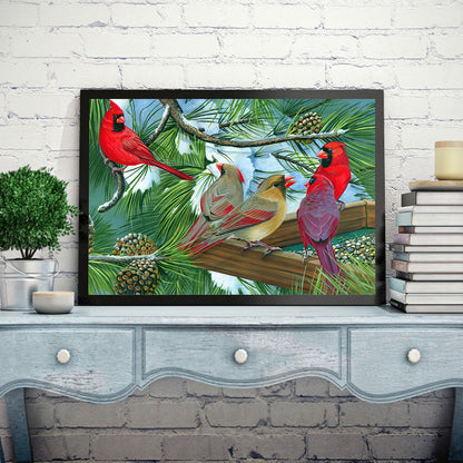 Christmas Cardinal - Full Round Drill Diamond Painting 40*30CM