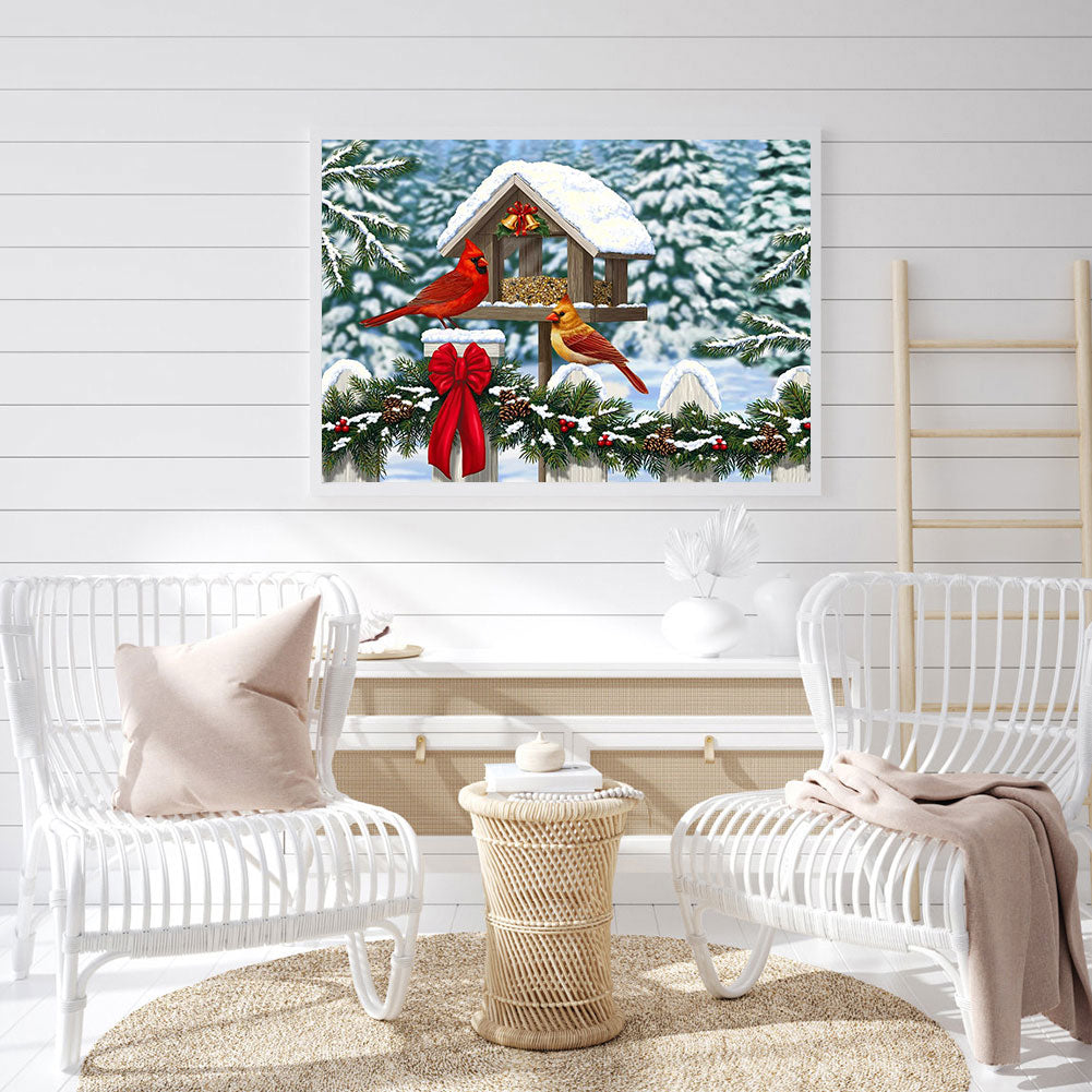 Christmas Cardinal - Full Round Drill Diamond Painting 40*30CM