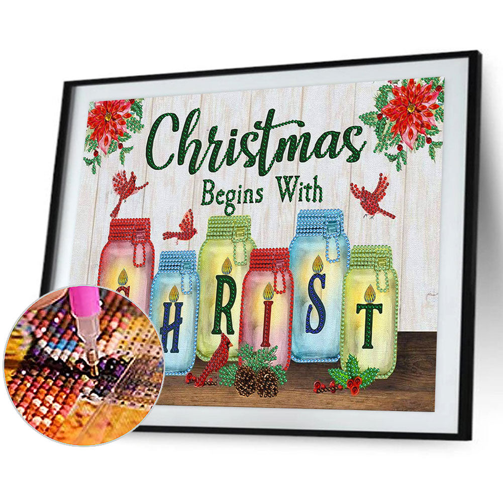 Christmas Atmosphere Poster Painting - Special Shaped Drill Diamond Painting 40*30CM