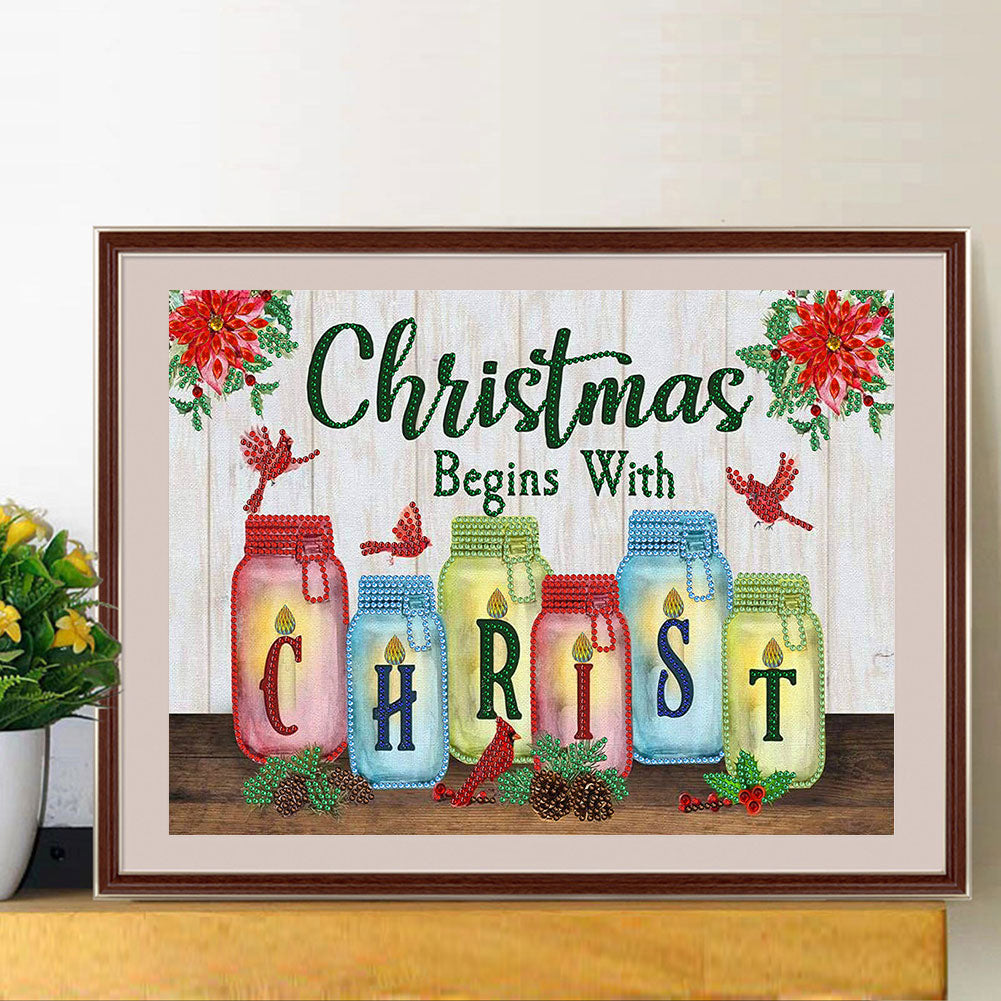 Christmas Atmosphere Poster Painting - Special Shaped Drill Diamond Painting 40*30CM