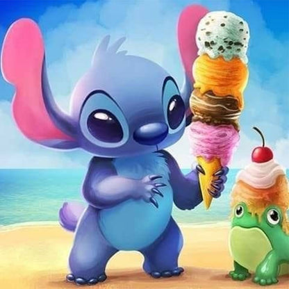 Stitch Eats Ice Cream - Full Round Drill Diamond Painting 30*30CM