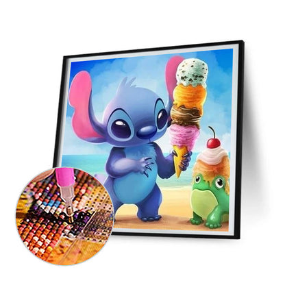 Stitch Eats Ice Cream - Full Round Drill Diamond Painting 30*30CM