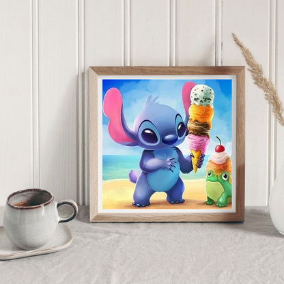 Stitch Eats Ice Cream - Full Round Drill Diamond Painting 30*30CM