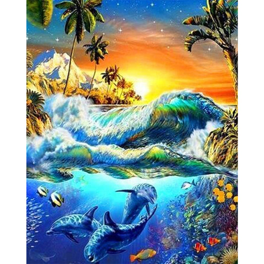 Dolphin 50*60CM(Canvas) Full Square Drill Diamond Painting