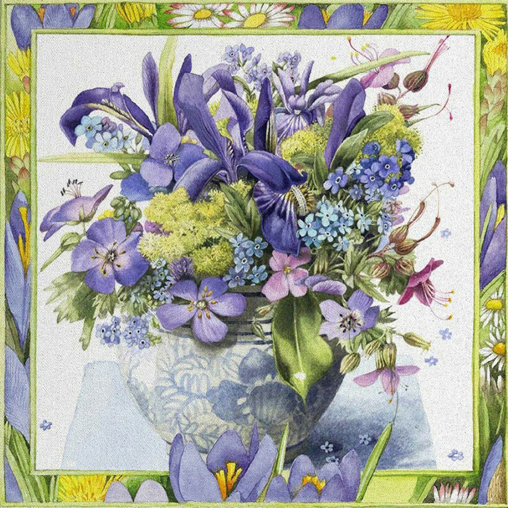 Romantic Purple Flower - Full Square Drill Diamond Painting 40*40CM