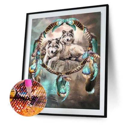 Dream Catcher Wolf 50*60CM(Canvas) Full Round Drill Diamond Painting
