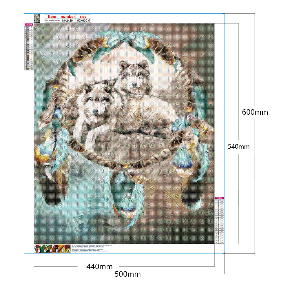 Dream Catcher Wolf 50*60CM(Canvas) Full Round Drill Diamond Painting