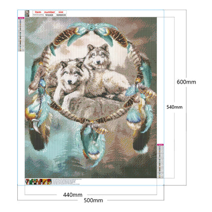 Dream Catcher Wolf 50*60CM(Canvas) Full Round Drill Diamond Painting