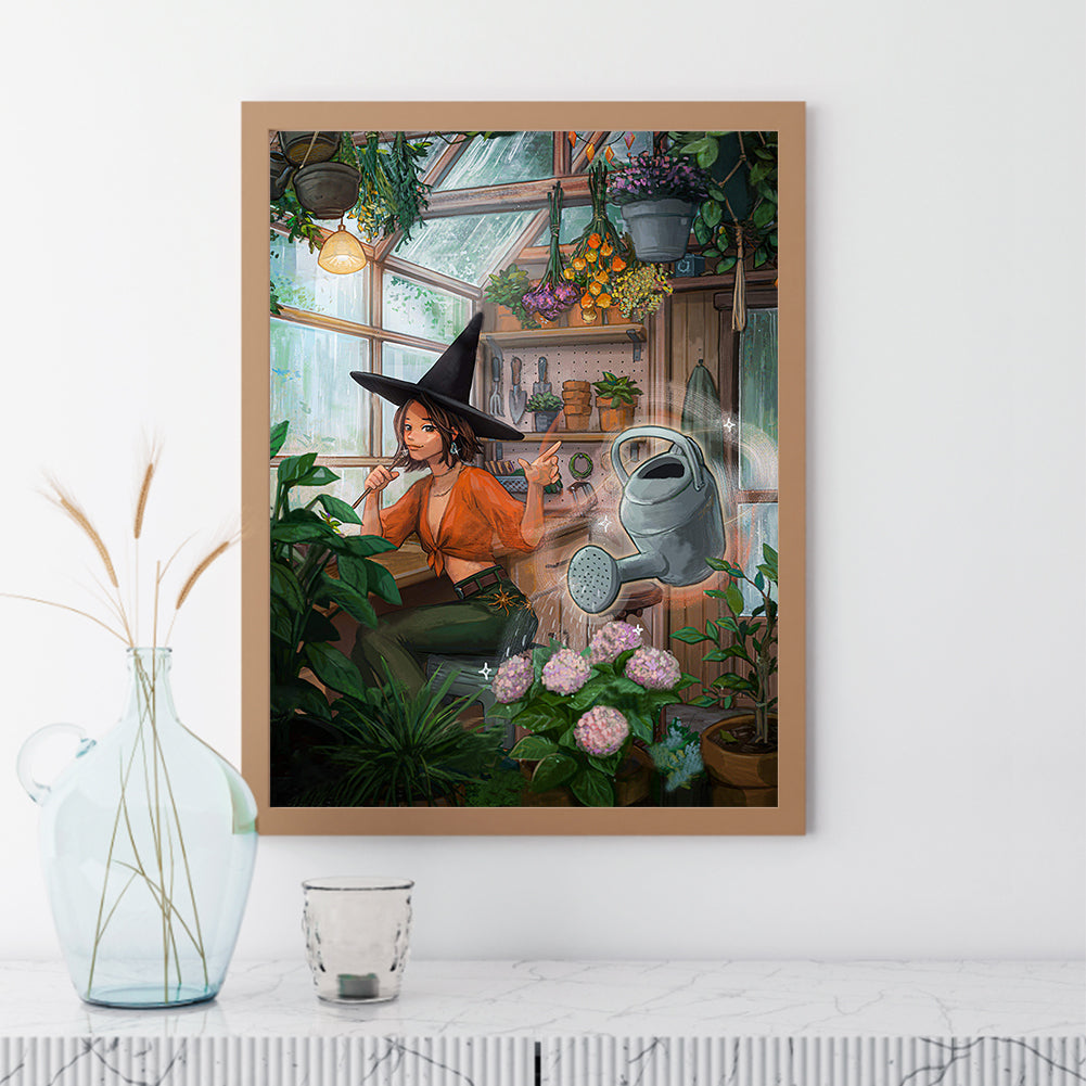 Gardener Witch 30*40CM(Canvas) Full Square Drill Diamond Painting