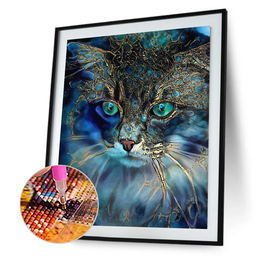 Blue Cat 30*40CM(Canvas) Full Square Drill Diamond Painting