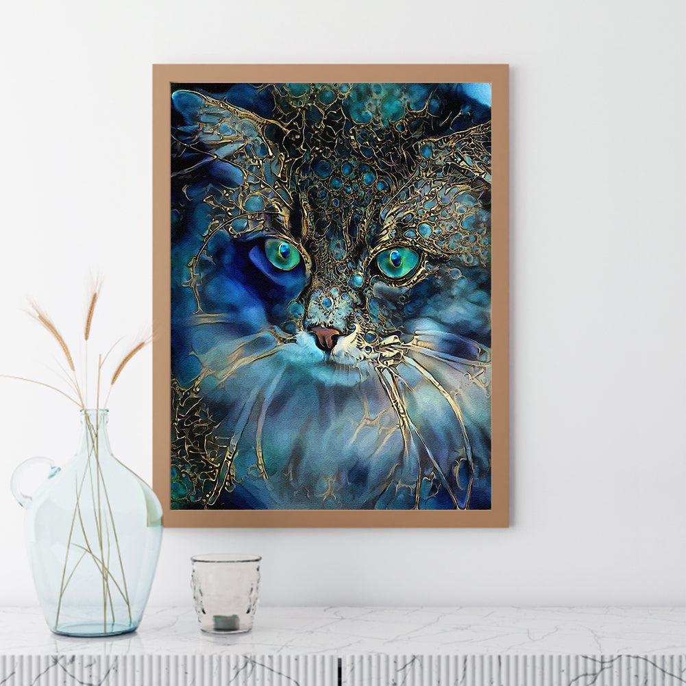 Blue Cat 30*40CM(Canvas) Full Square Drill Diamond Painting