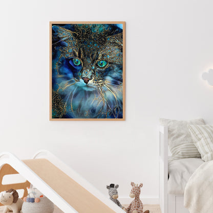 Blue Cat 30*40CM(Canvas) Full Square Drill Diamond Painting