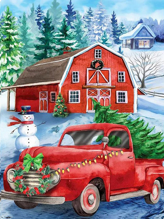 Christmas Atmosphere Classic Car - Full Round Drill Diamond Painting 30*40CM