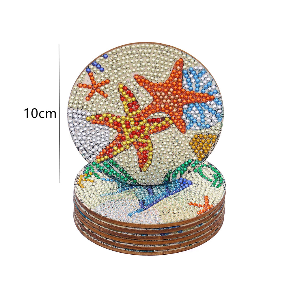 DIY Diamond Painting Coaster Non-slip 5/6/8pcs Cup Cushion Wooden Set Home Decor