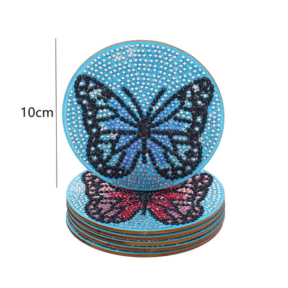 DIY Diamond Painting Coaster Non-slip 5/6/8pcs Cup Cushion Wooden Set Home Decor