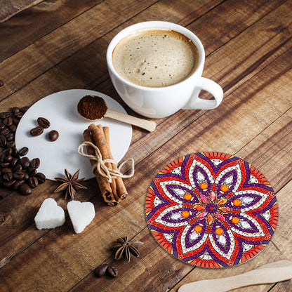 DIY Diamond Painting Coaster Non-slip 5/6/8pcs Cup Cushion Wooden Set Home Decor