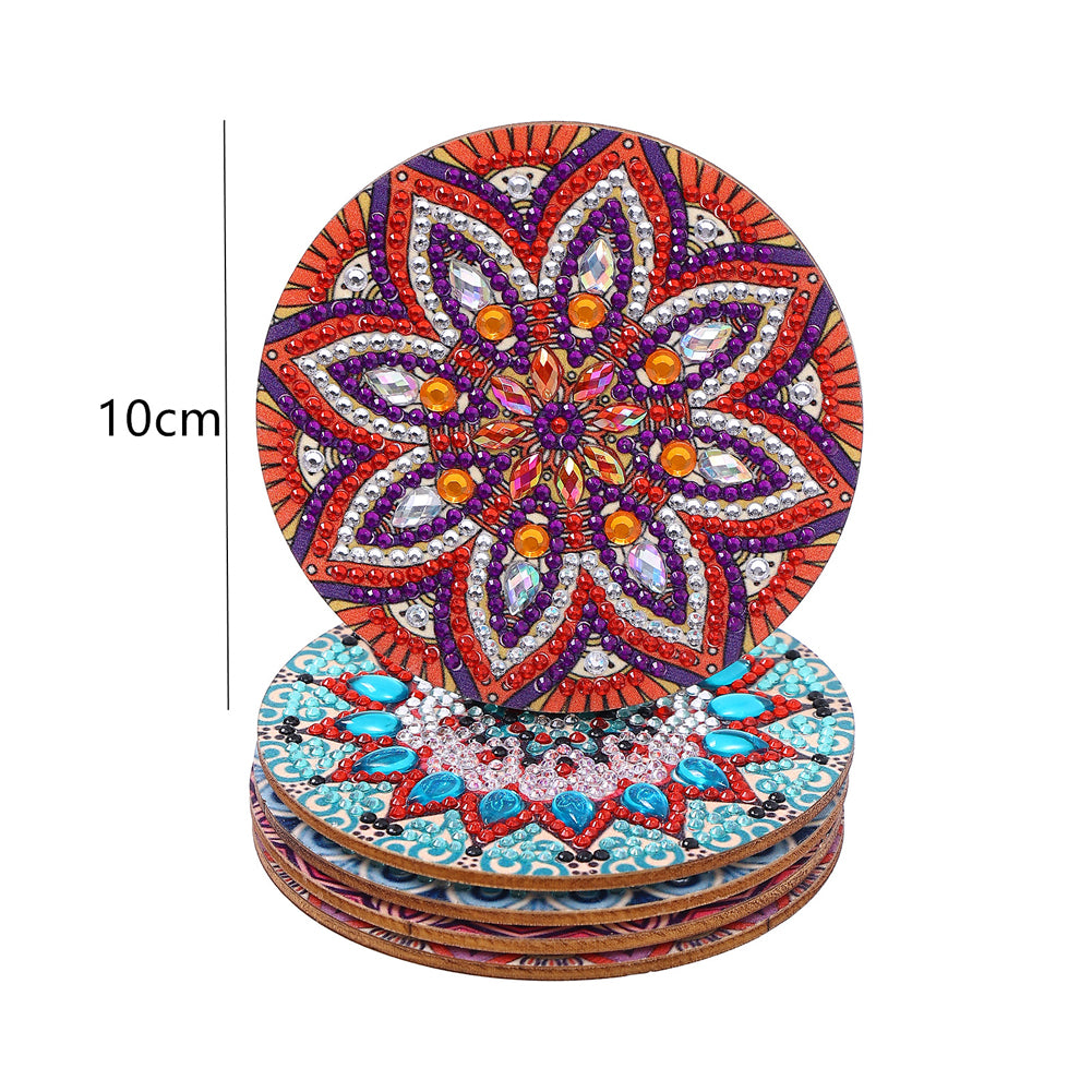 DIY Diamond Painting Coaster Non-slip 5/6/8pcs Cup Cushion Wooden Set Home Decor