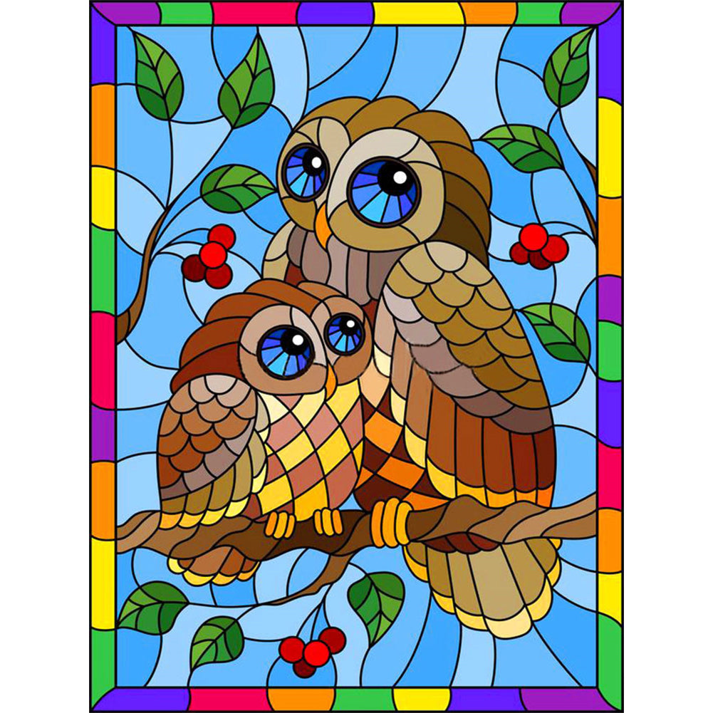 Rainbow Owl - Full Round Drill Diamond Painting 30*40CM