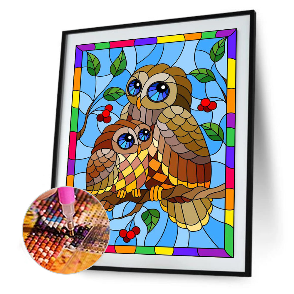 Rainbow Owl - Full Round Drill Diamond Painting 30*40CM