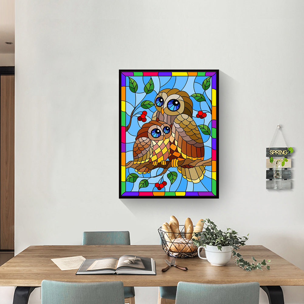 Rainbow Owl - Full Round Drill Diamond Painting 30*40CM