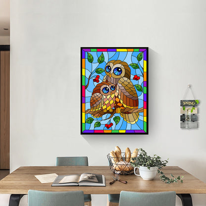 Rainbow Owl - Full Round Drill Diamond Painting 30*40CM