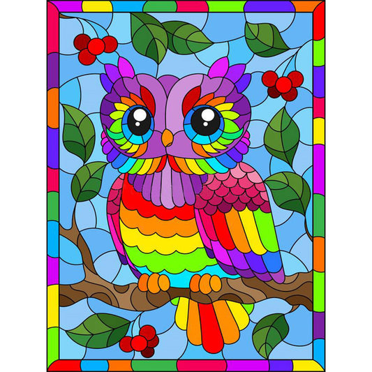 Rainbow Owl - Full Round Drill Diamond Painting 30*40CM