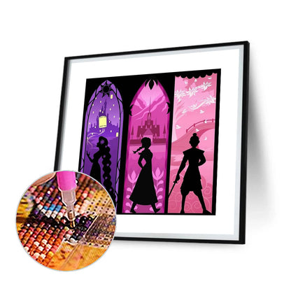 Disney Princess Silhouette - Full Round Drill Diamond Painting 30*30CM