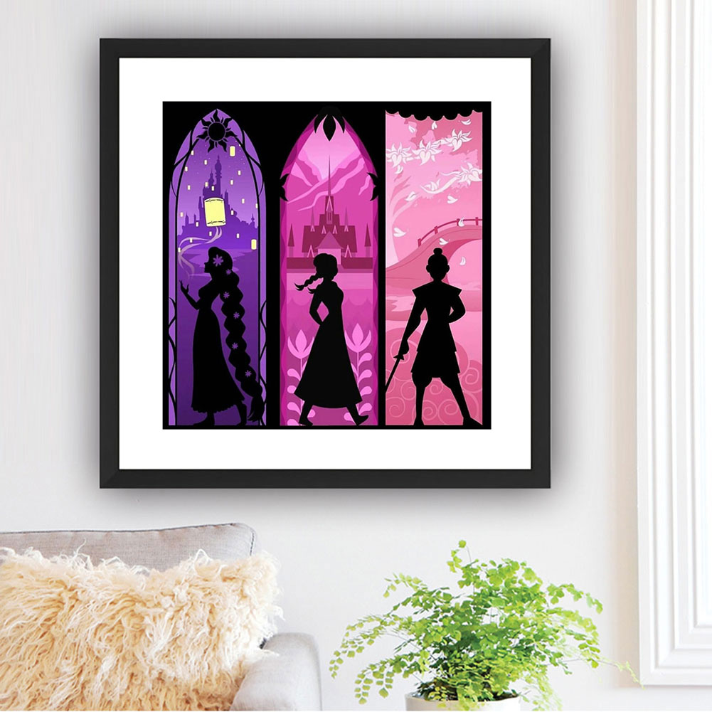 Disney Princess Silhouette - Full Round Drill Diamond Painting 30*30CM