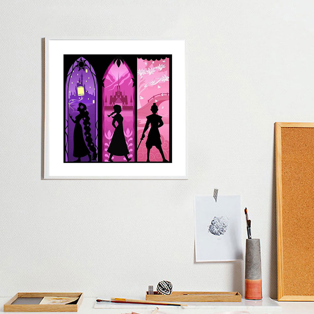 Disney Princess Silhouette - Full Round Drill Diamond Painting 30*30CM