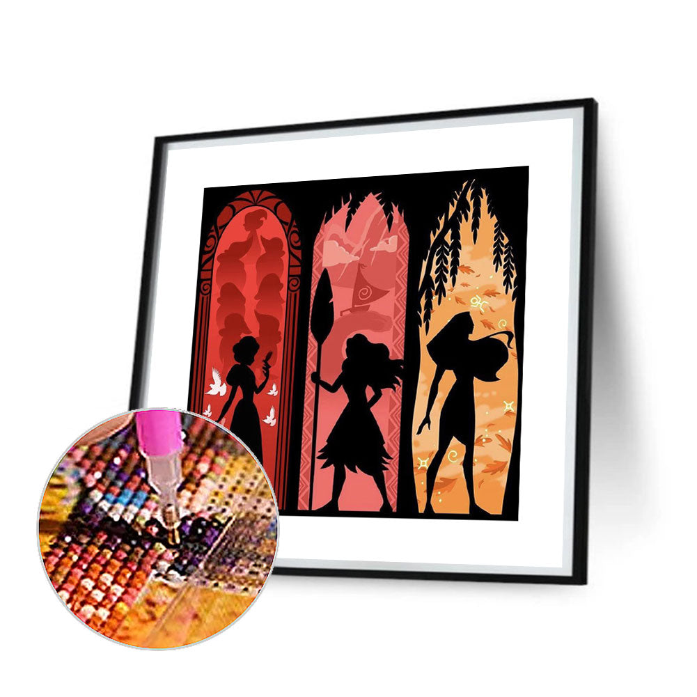 Disney Princess Silhouette - Full Round Drill Diamond Painting 30*30CM