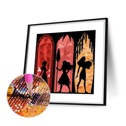 Disney Princess Silhouette - Full Round Drill Diamond Painting 30*30CM