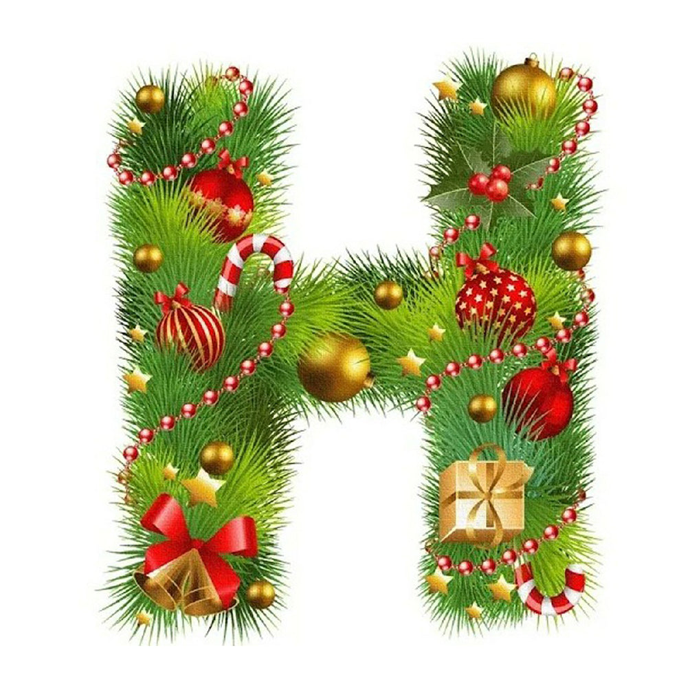 Christmas Atmosphere Letter H 30*30CM(Canvas) Full Square Drill Diamond Painting