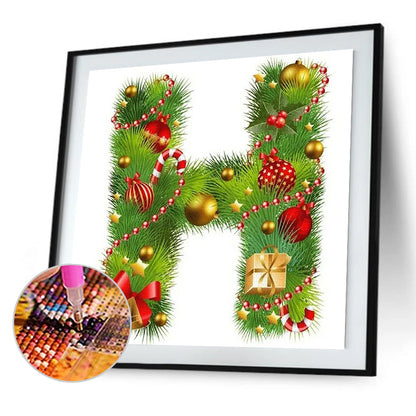 Christmas Atmosphere Letter H 30*30CM(Canvas) Full Square Drill Diamond Painting