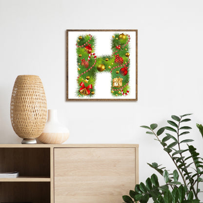 Christmas Atmosphere Letter H 30*30CM(Canvas) Full Square Drill Diamond Painting