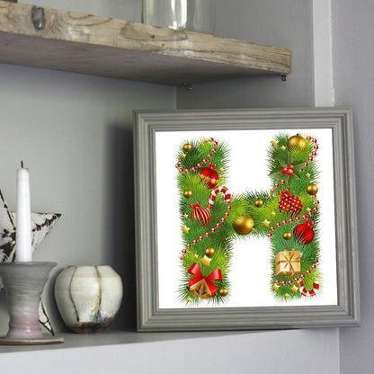 Christmas Atmosphere Letter H 30*30CM(Canvas) Full Square Drill Diamond Painting