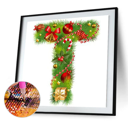 Christmas Atmosphere Letter T 30*30CM(Canvas) Full Square Drill Diamond Painting