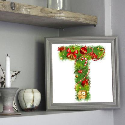 Christmas Atmosphere Letter T 30*30CM(Canvas) Full Square Drill Diamond Painting