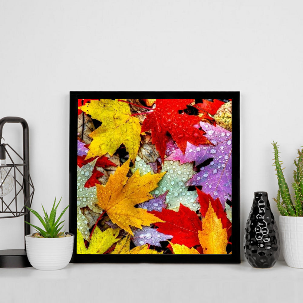 Colorful Maple Leaves 30*30CM(Canvas) Full Square Drill Diamond Painting