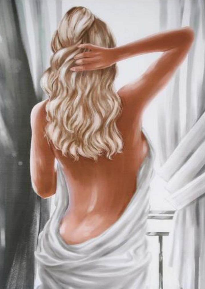 Woman In Painting - Full Round Drill Diamond Painting 30*55CM