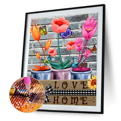 Blooming Flowers - Full Round Drill Diamond Painting 30*40CM