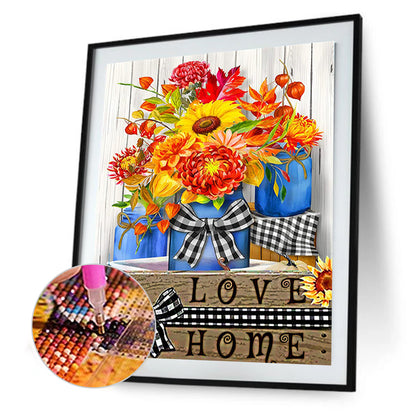 Blooming Flowers Sunflower - Full Round Drill Diamond Painting 30*40CM