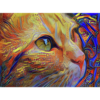 Psychedelic Cat Art - Full Square Drill Diamond Painting 40*30CM