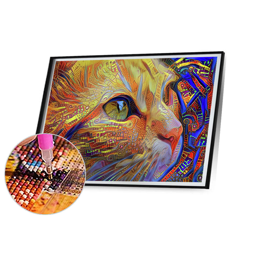 Psychedelic Cat Art - Full Square Drill Diamond Painting 40*30CM